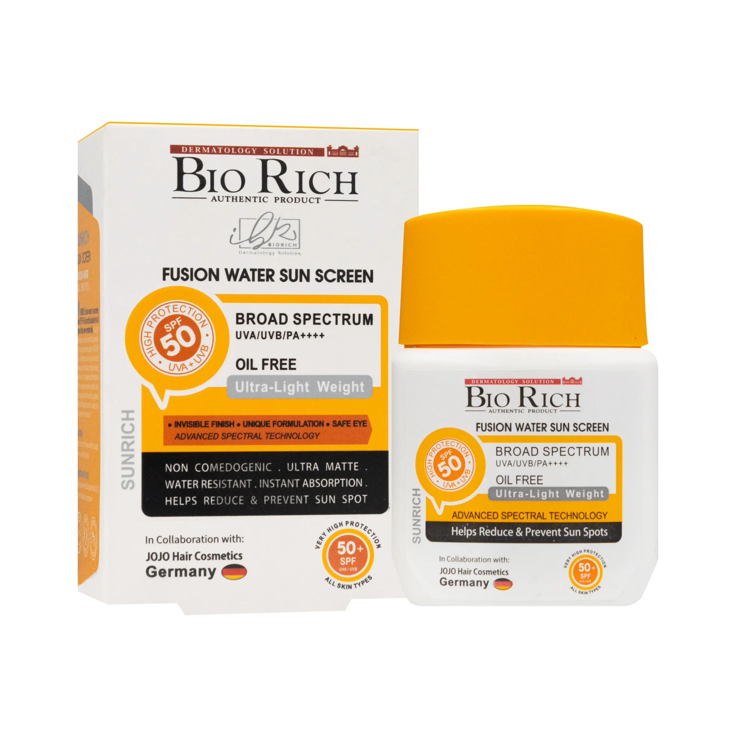 ضدآفتاب فیوژن واتر spf50 بی رنگ بایوریچ مدل sunrich حجم ۵۰ میل