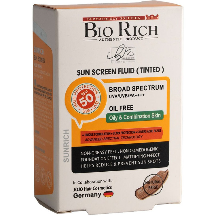 ضدآفتاب فیوژن واتر رنگی بایوریچ مدل sun rich حجم ۵۰ میل