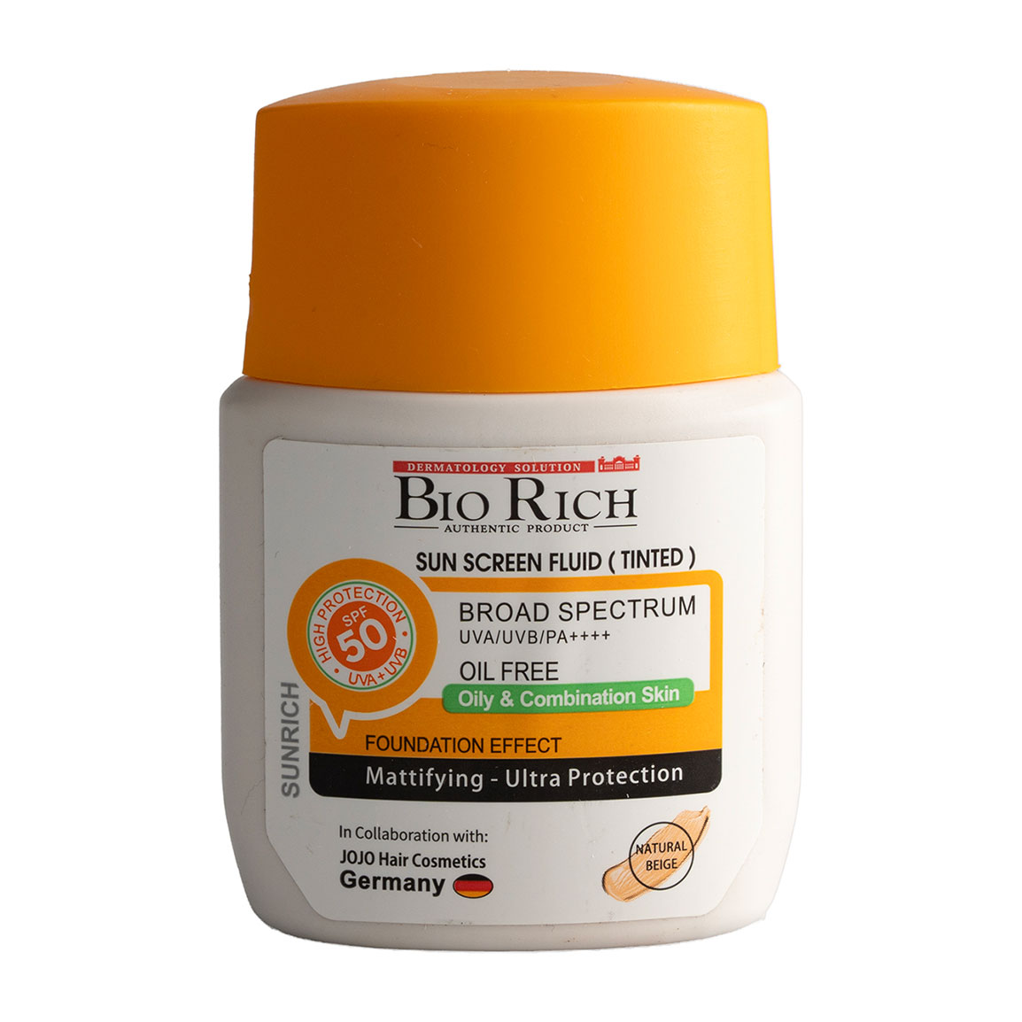 ضدآفتاب فیوژن واتر رنگی بایوریچ مدل sun rich حجم ۵۰ میل