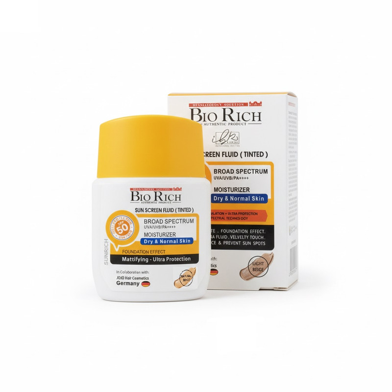 ضدآفتاب فیوژن واتر رنگی بایوریچ مناسب پوست نرمال تا خشک باحجم ۵۰ میل spf 50